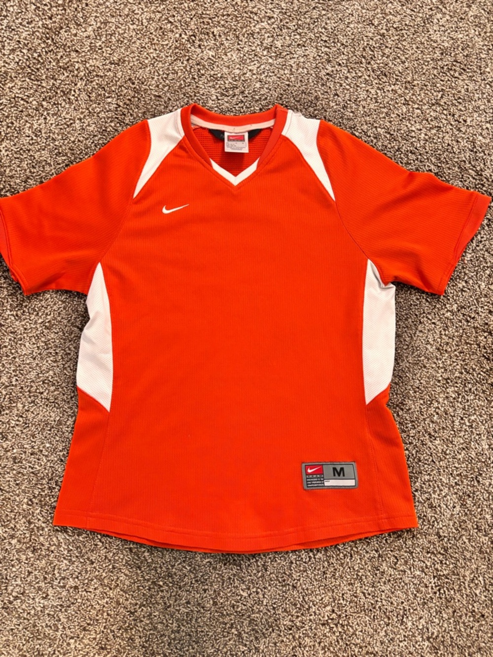 Nike Kids Orange Short-Sleeve Athletic Jersey with White Accents